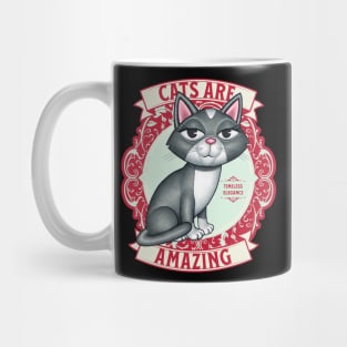 Kitty Cat with Cute Red Wreath with Cats are Amazing Mug